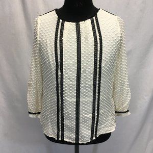 NWT J. Crew Black and White Blouse Size 12